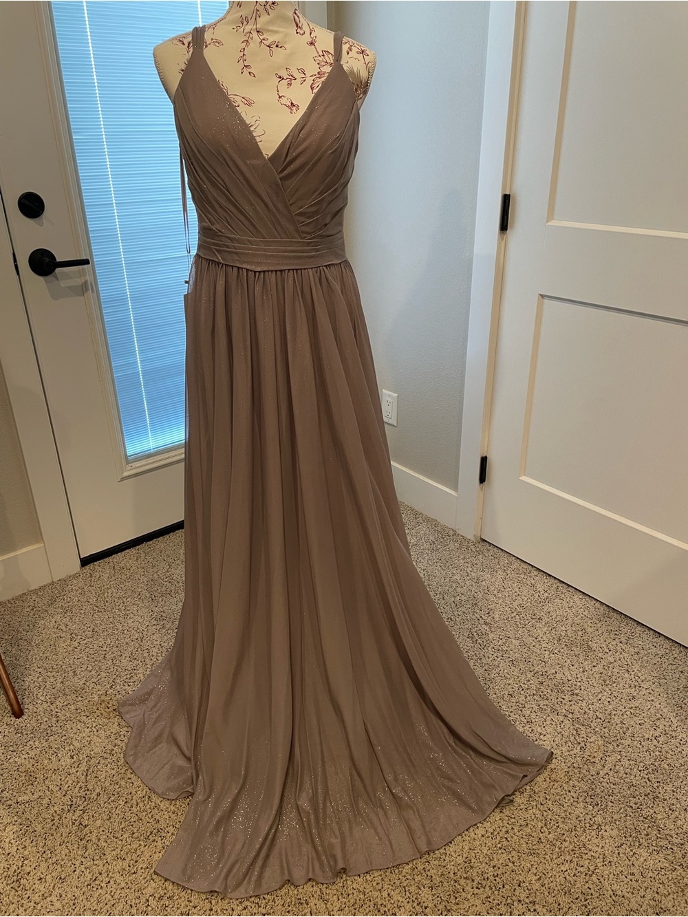Allure Bridals Color Zinc V-Neck Sleeveless Prom Gown
